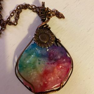 New hand wired beautiful necklace stone set in copper
